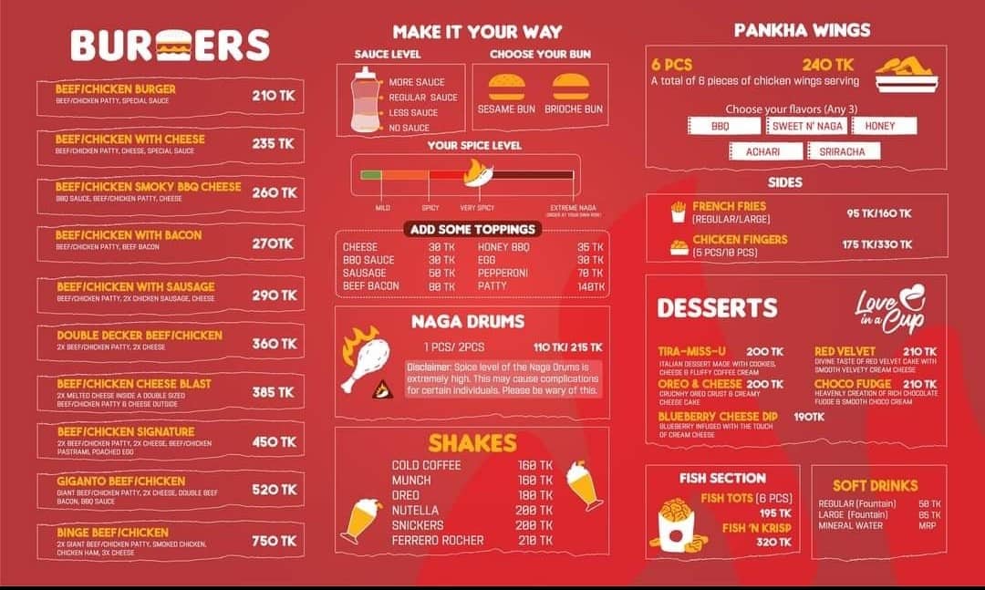 Chillox Burger Menu