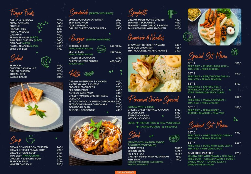 Pinewood Cafe Menu